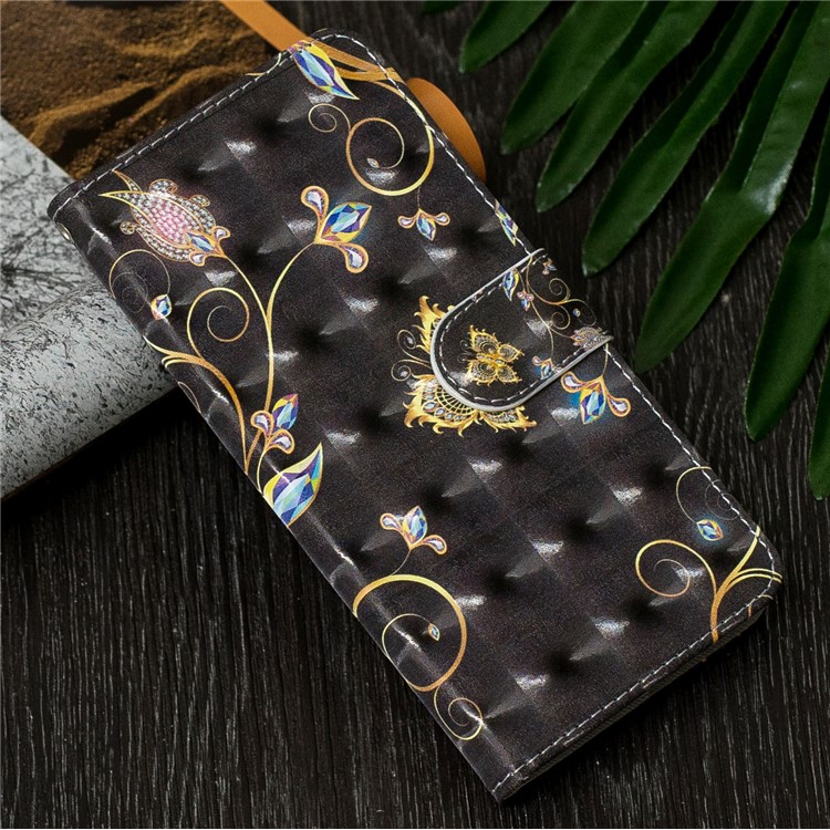 Light Spot Decor Pattern Printing Leather Wallet Case for Samsung Galaxy A20/A30 - Butterfly and Flower-7