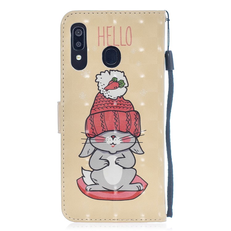 Light Spot Decor Pattern Printing Leather Wallet Case for Samsung Galaxy A20/A30 - Cartoon Pattern-2