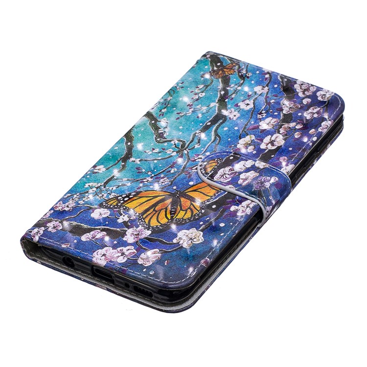 Light Spot Decor Pattern Printing Leather Wallet Case for Samsung Galaxy A20/A30 - Flower Pattern-5