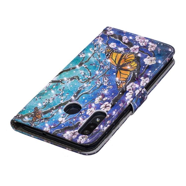 Light Spot Decor Pattern Printing Leather Wallet Case for Samsung Galaxy A20/A30 - Flower Pattern-6