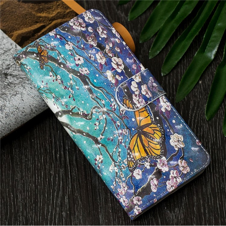 Light Spot Decor Pattern Printing Leather Wallet Case for Samsung Galaxy A20/A30 - Flower Pattern-7