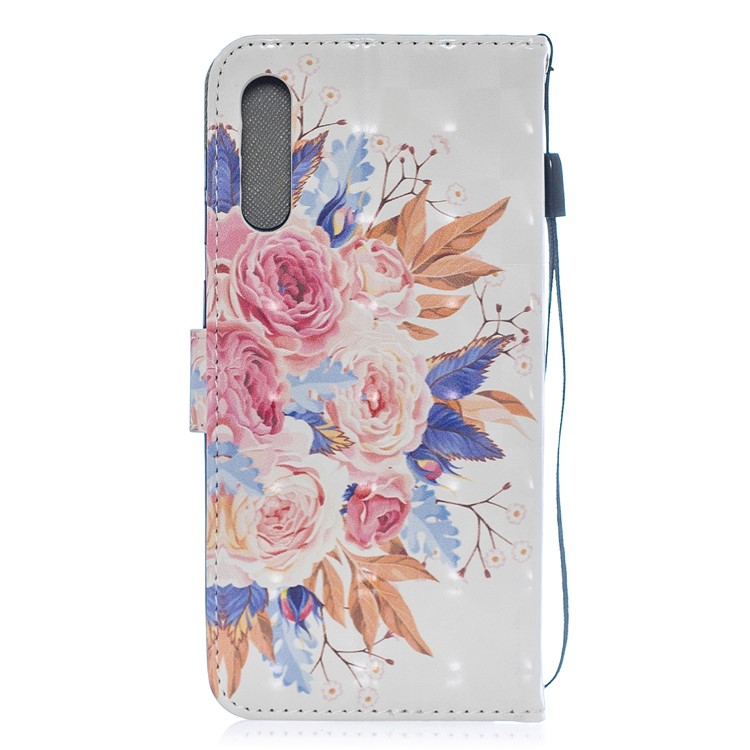 Light Spot Decor Pattern Printing Leather Wallet Case for Samsung Galaxy A50 - Vivid Flowers-2