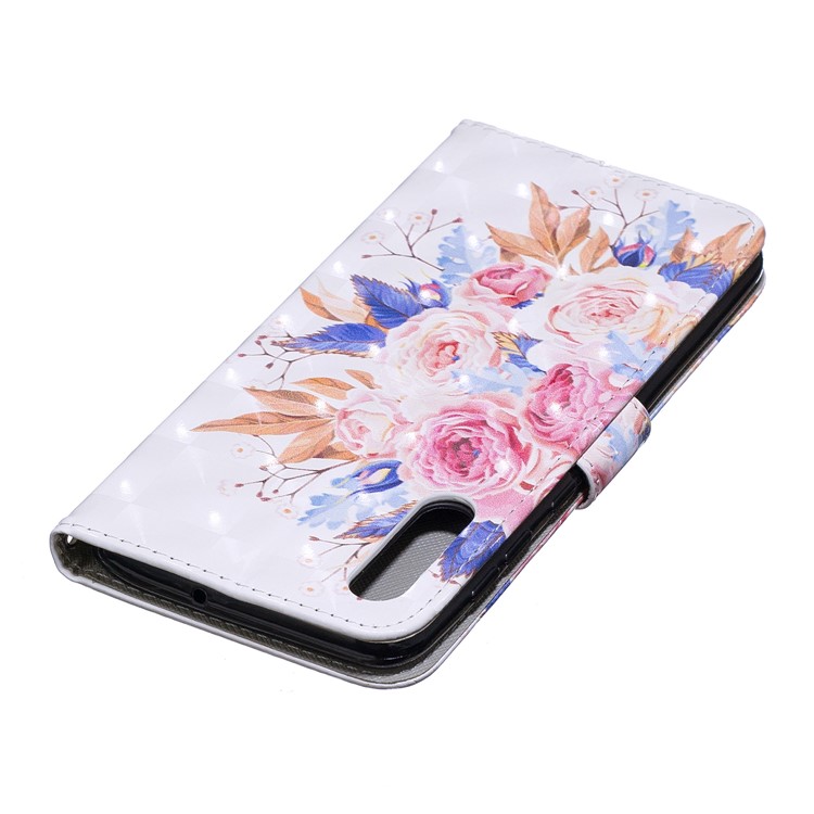 Light Spot Decor Pattern Printing Leather Wallet Case for Samsung Galaxy A50 - Vivid Flowers-7