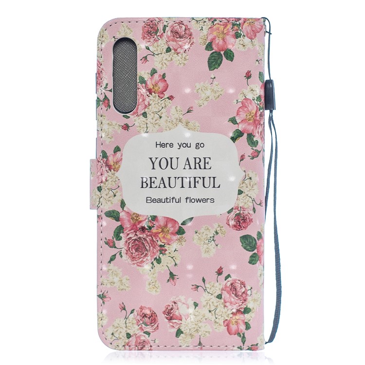 Custodia A Portafoglio In Pelle Stampa Motivo Decorativo Motivo Luci Per Samsung Galaxy A50 - Fiori Che Sbocciano-2