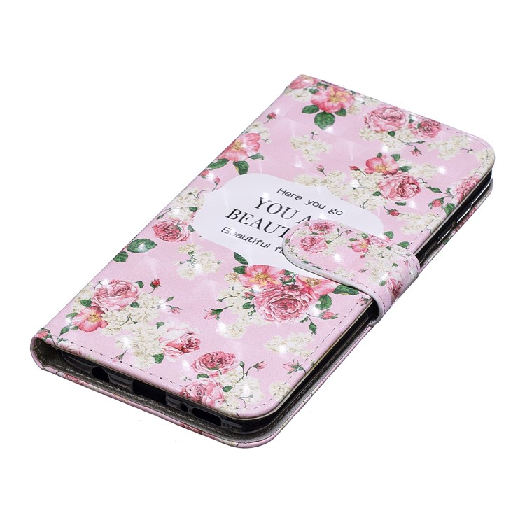 Custodia A Portafoglio In Pelle Stampa Motivo Decorativo Motivo Luci Per Samsung Galaxy A50 - Fiori Che Sbocciano-5