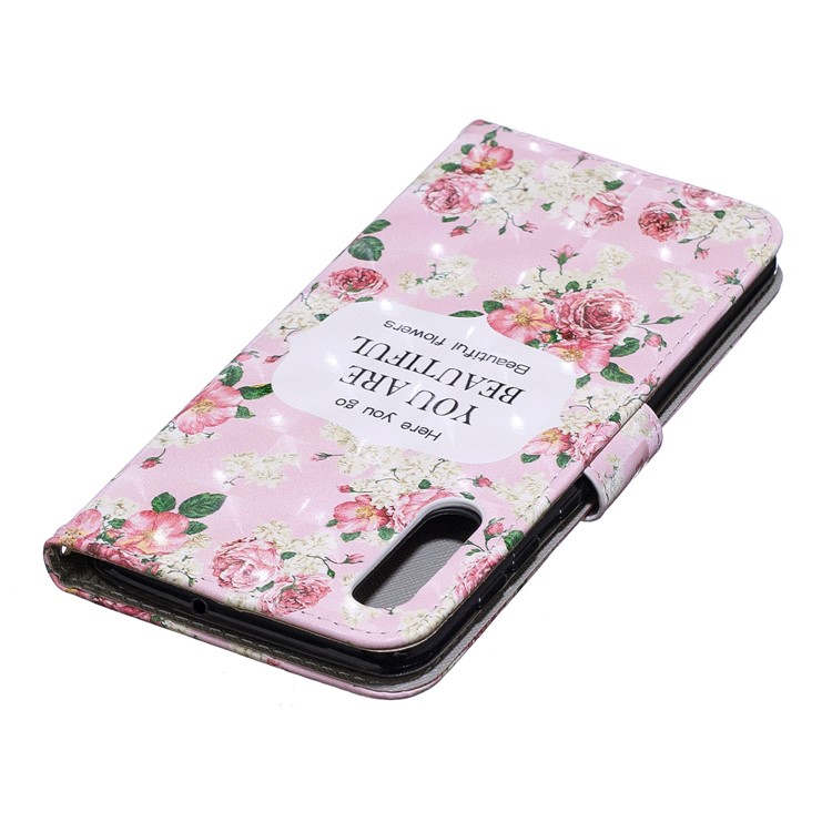 Custodia A Portafoglio In Pelle Stampa Motivo Decorativo Motivo Luci Per Samsung Galaxy A50 - Fiori Che Sbocciano-6