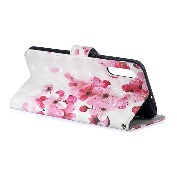 Light Spot Decor Pattern Printing Leather Wallet Case for Samsung Galaxy A50 - Peach Blossom-3