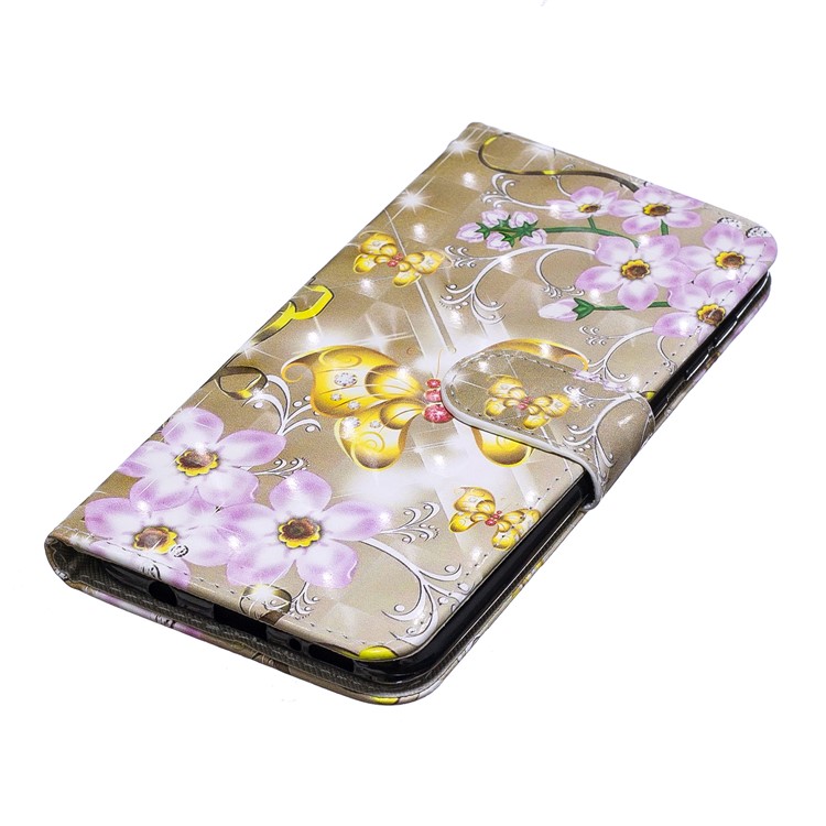 Light Spot Decor Pattern Printing Leather Wallet Case for Samsung Galaxy A50/A50s/A30s - Flowers and Gold Butterfly-5