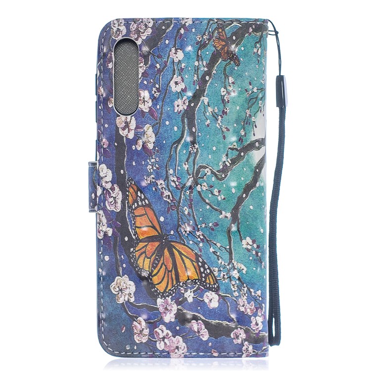 Light Spot Decor Pattern Printing Leather Wallet Case for Samsung Galaxy A50/A50s/A30s - Flower Pattern-2
