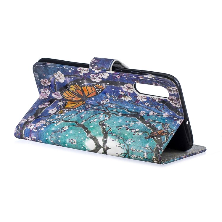 Light Spot Decor Pattern Printing Leather Wallet Case for Samsung Galaxy A50/A50s/A30s - Flower Pattern-3