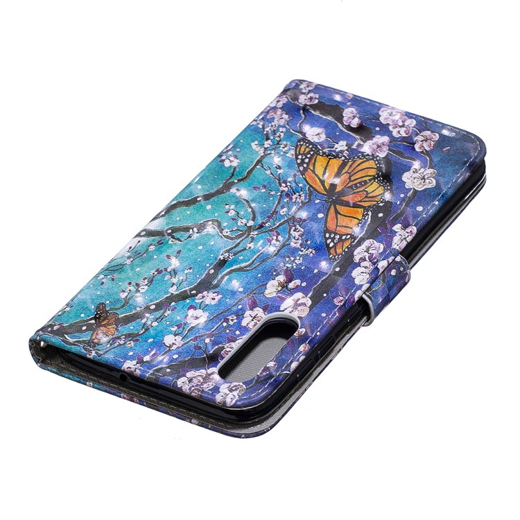 Light Spot Decor Pattern Printing Leather Wallet Case for Samsung Galaxy A50/A50s/A30s - Flower Pattern-6