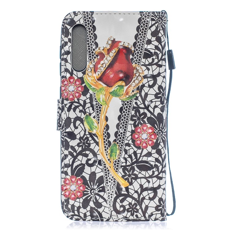 Light Spot Decor Pattern Printing Leather Wallet Case for Samsung Galaxy A50/A50s/A30s - Rose Flowers-2