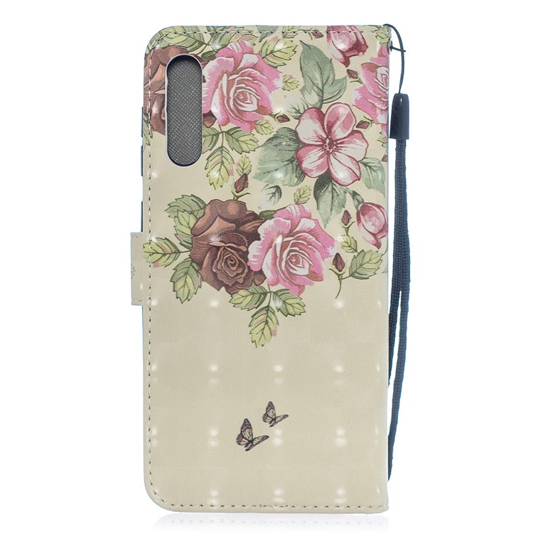 Light Spot Decor Pattern Printing Leather Wallet Case for Samsung Galaxy A50 - Fresh Flowers-2