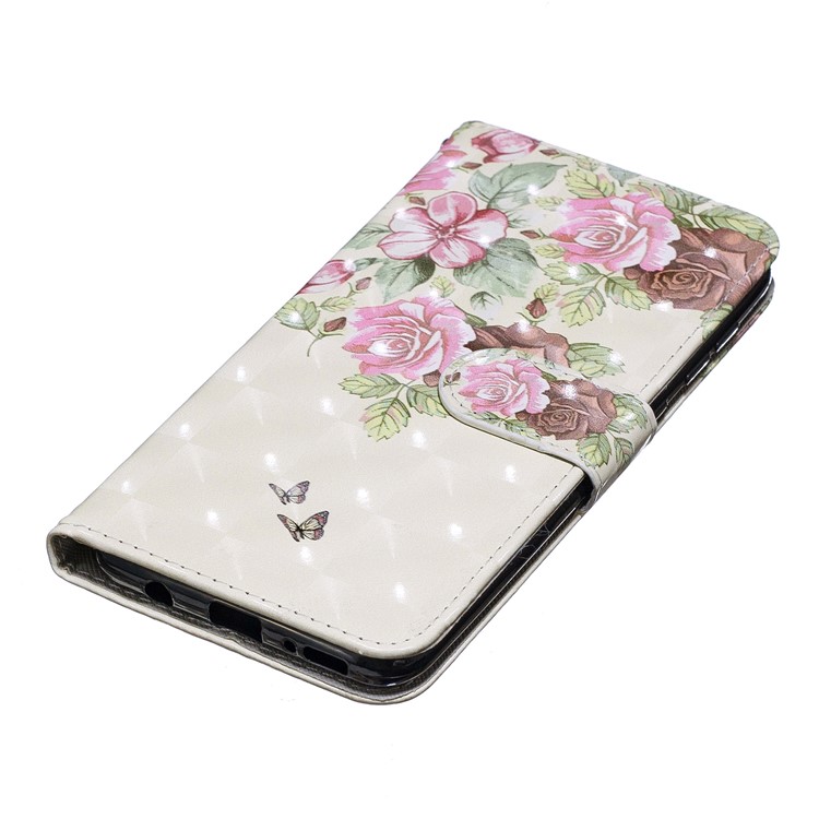 Light Spot Decor Pattern Printing Leather Wallet Case for Samsung Galaxy A50 - Fresh Flowers-5