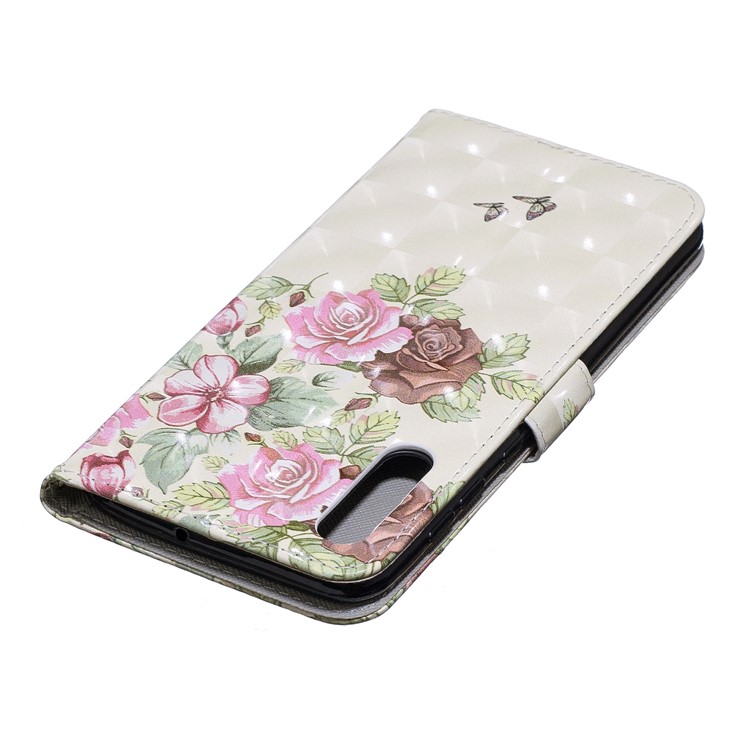 Light Spot Decor Pattern Printing Leather Wallet Case for Samsung Galaxy A50 - Fresh Flowers-6