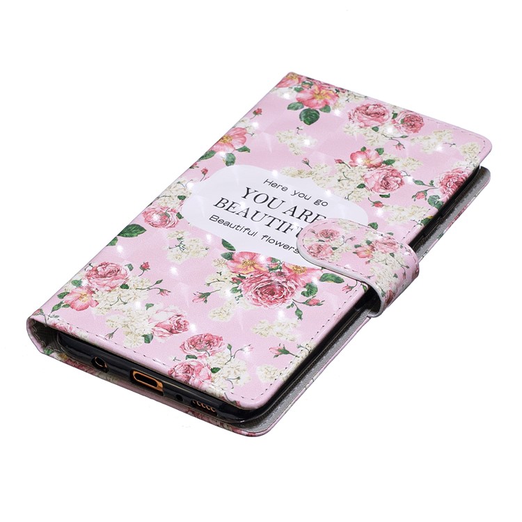 Light Spot Decor Pattern Printing Leather Wallet Case for Samsung Galaxy A70 - Blooming Flowers-5