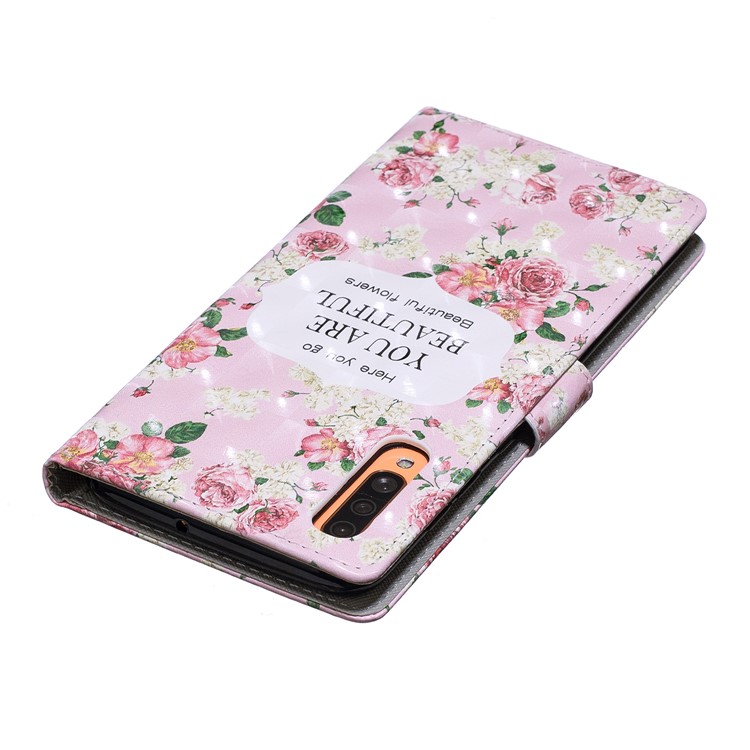 Light Spot Decor Pattern Printing Leather Wallet Case for Samsung Galaxy A70 - Blooming Flowers-6