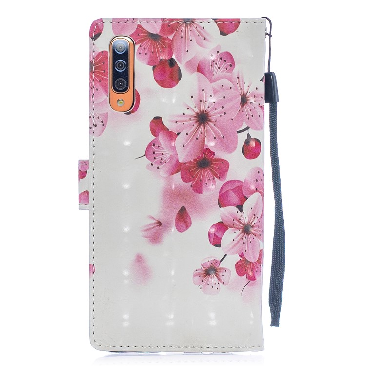 Light Spot Decor Pattern Printing Leather Wallet Case for Samsung Galaxy A70 - Peach Blossom-2