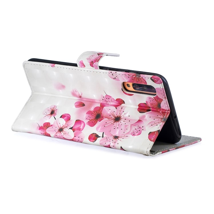Light Spot Decor Pattern Printing Leather Wallet Case for Samsung Galaxy A70 - Peach Blossom-3
