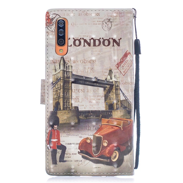 Light Spot Decor Pattern Printing Leather Wallet Case for Samsung Galaxy A70 - Tower Bridge of London-2
