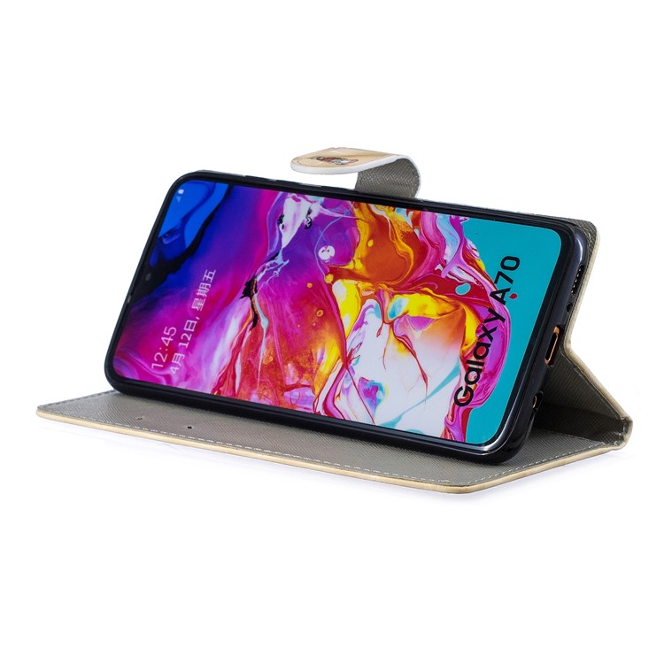 Light Spot Decor Pattern Printing Leather Wallet Case for Samsung Galaxy A70 - Cartoon Pattern-4