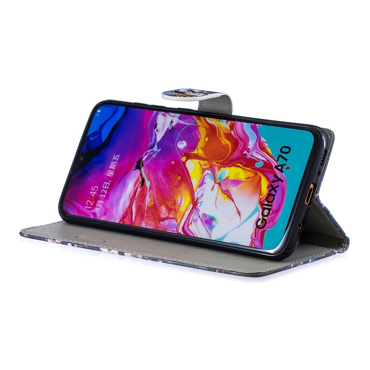 Light Spot Decor Pattern Printing Leather Wallet Case for Samsung Galaxy A70 - Flower Pattern-4