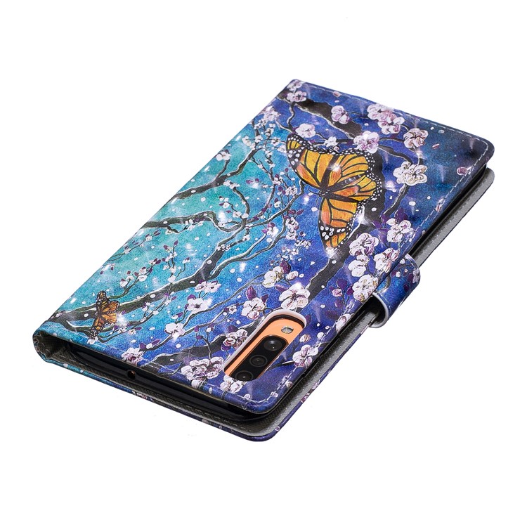 Light Spot Decor Pattern Printing Leather Wallet Case for Samsung Galaxy A70 - Flower Pattern-6