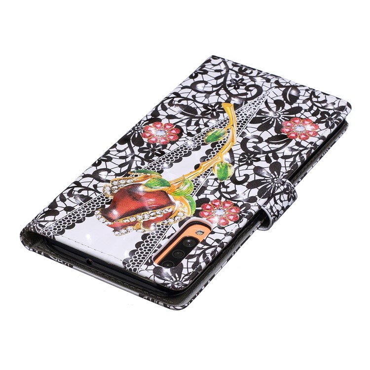 Light Spot Decor Pattern Printing Leather Wallet Case for Samsung Galaxy A70 - Rose Flowers-6