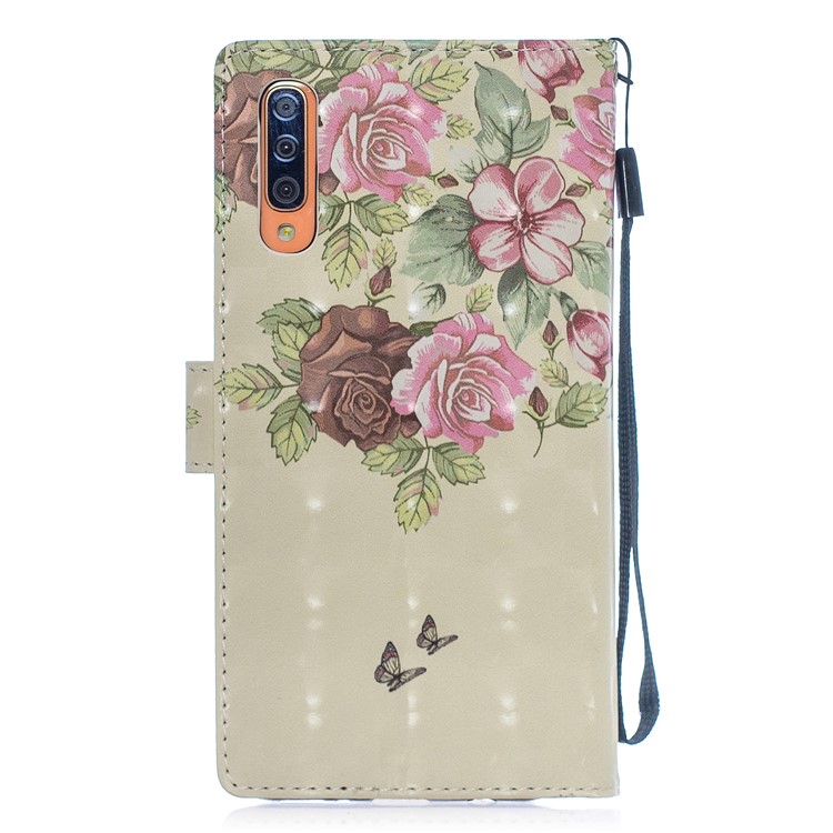 Light Spot Decor Pattern Printing Leather Wallet Case for Samsung Galaxy A70 - Fresh Flowers-2