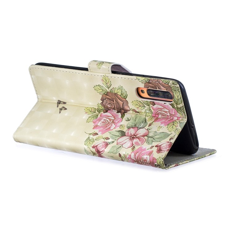 Light Spot Decor Pattern Printing Leather Wallet Case for Samsung Galaxy A70 - Fresh Flowers-3