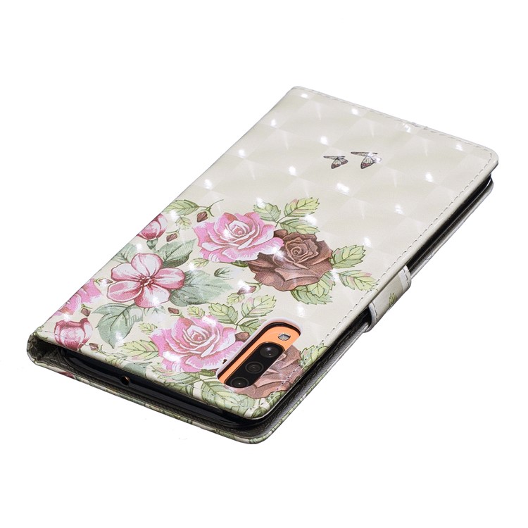 Light Spot Decor Pattern Printing Leather Wallet Case for Samsung Galaxy A70 - Fresh Flowers-6