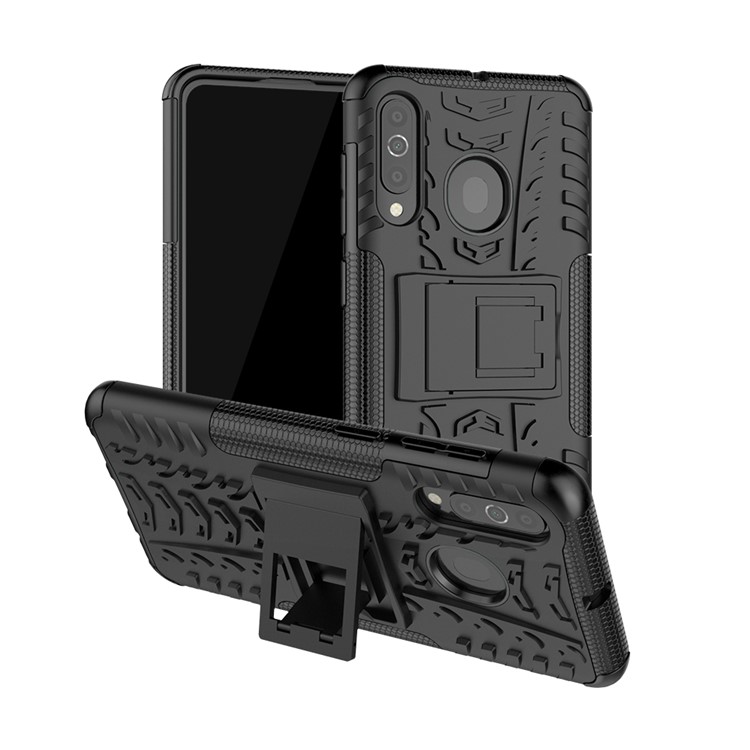 Cool Style Kickstand PC + TPU Hybrid Phone Case for Samsung Galaxy A60 - Black-1