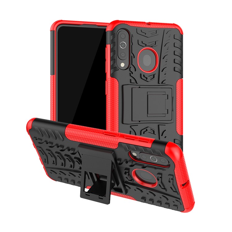 Cool Style Kickstand PC + TPU Hybrid Phone Case for Samsung Galaxy A60 - Red-1