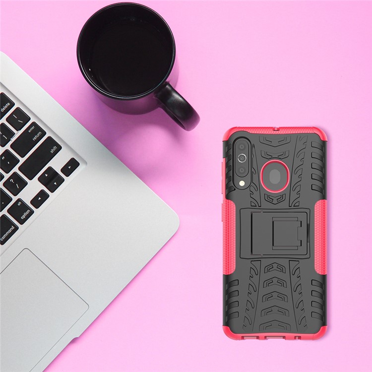 Cool Style Kickstand PC + TPU Hybrid Phone Case for Samsung Galaxy A60 - Red-3