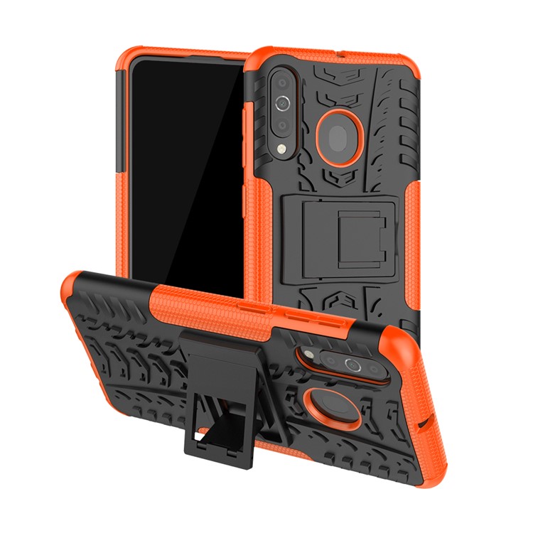 Cool Style Kickstand PC + TPU Hybrid Phone Case for Samsung Galaxy A60 - Orange-1