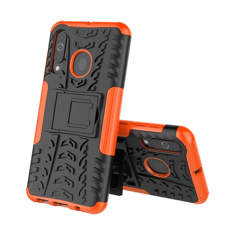 Cool Style Kickstand PC + TPU Hybrid Phone Case for Samsung Galaxy A60 - Orange-2