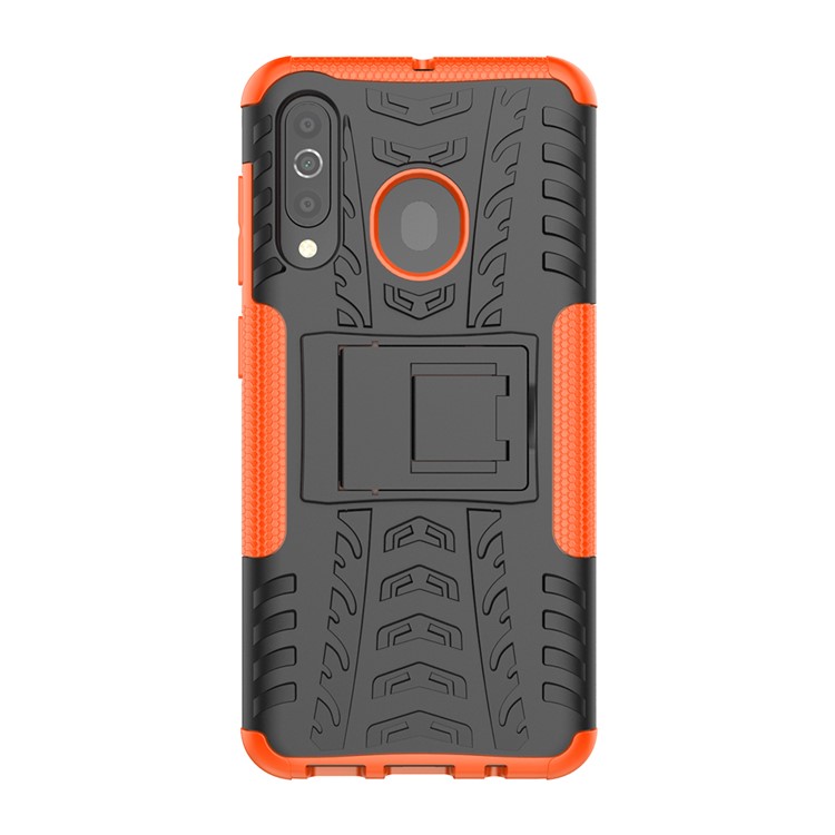 Cool Style Kickstand PC + TPU Hybrid Phone Case for Samsung Galaxy A60 - Orange-3