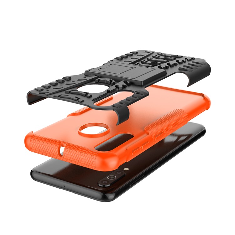 Cool Style Kickstand PC + TPU Hybrid Phone Case for Samsung Galaxy A60 - Orange-6