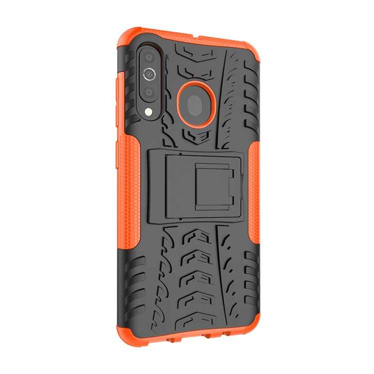 Cool Style Kickstand PC + TPU Hybrid Phone Case for Samsung Galaxy A60 - Orange-8