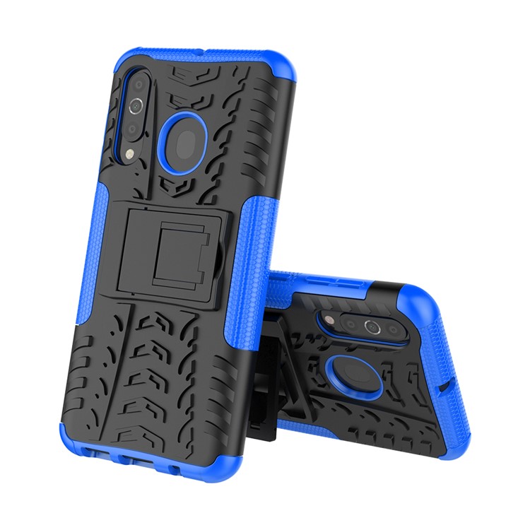 Capa De Telefone Híbrido PC + PUU Estilo Legal Kickstand Para Samsung Galaxy A60 - Azul-2
