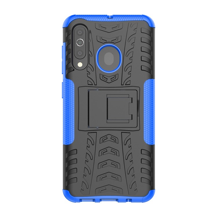 Capa De Telefone Híbrido PC + PUU Estilo Legal Kickstand Para Samsung Galaxy A60 - Azul-3