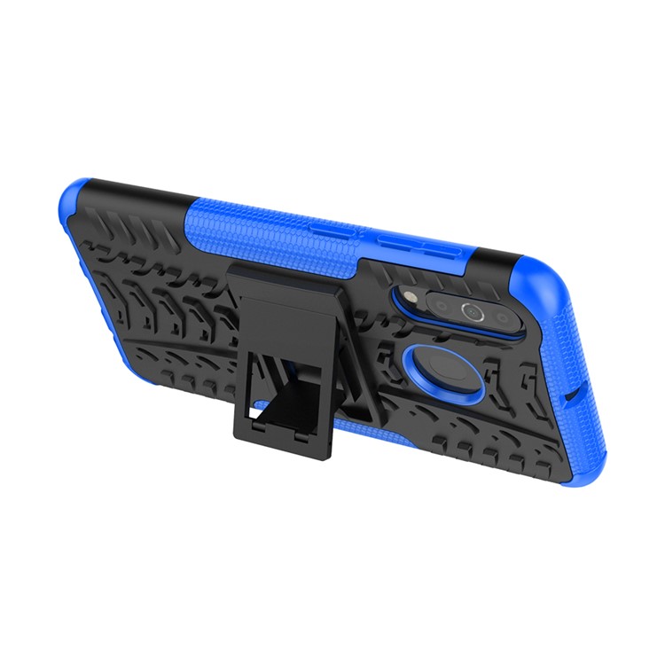 Capa De Telefone Híbrido PC + PUU Estilo Legal Kickstand Para Samsung Galaxy A60 - Azul-5