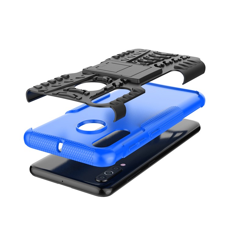 Capa De Telefone Híbrido PC + PUU Estilo Legal Kickstand Para Samsung Galaxy A60 - Azul-6