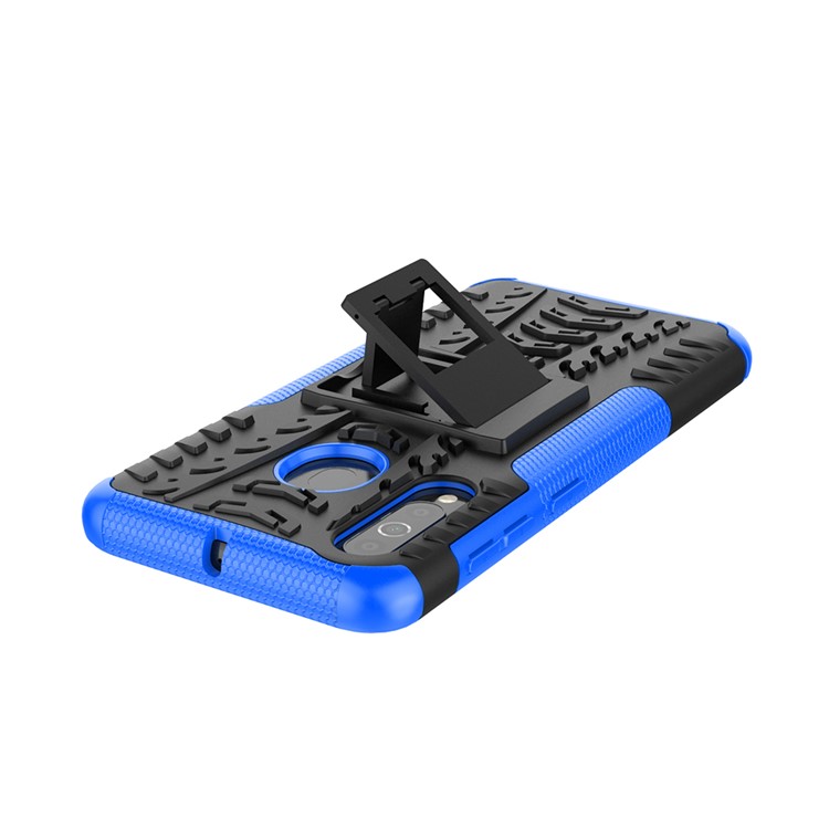 Capa De Telefone Híbrido PC + PUU Estilo Legal Kickstand Para Samsung Galaxy A60 - Azul-7