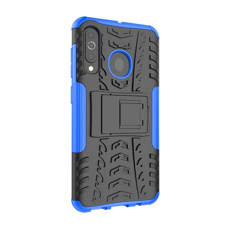 Capa De Telefone Híbrido PC + PUU Estilo Legal Kickstand Para Samsung Galaxy A60 - Azul-8