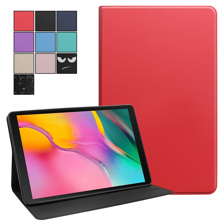 Solid Color Stand PU Leather Protective Tablet Casing for Samsung Galaxy Tab A 10.1 (2019) - Red-9