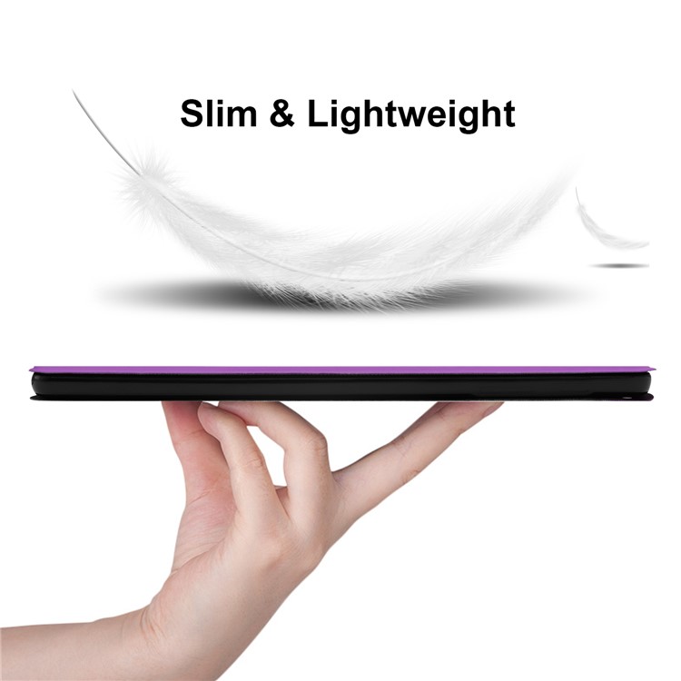 Solid Color Stand PU Leather Protective Tablet Casing for Samsung Galaxy Tab A 10.1 (2019) - Purple-2