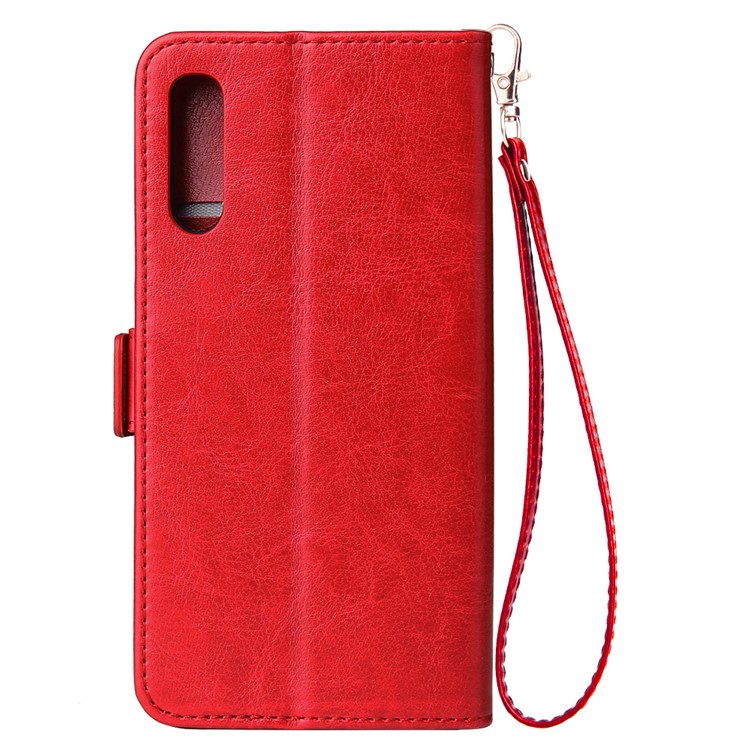 For Samsung Galaxy A50/A50s/A30s Magnetic Absorbed Zipper Leather Purse Phone Cover - Red-3