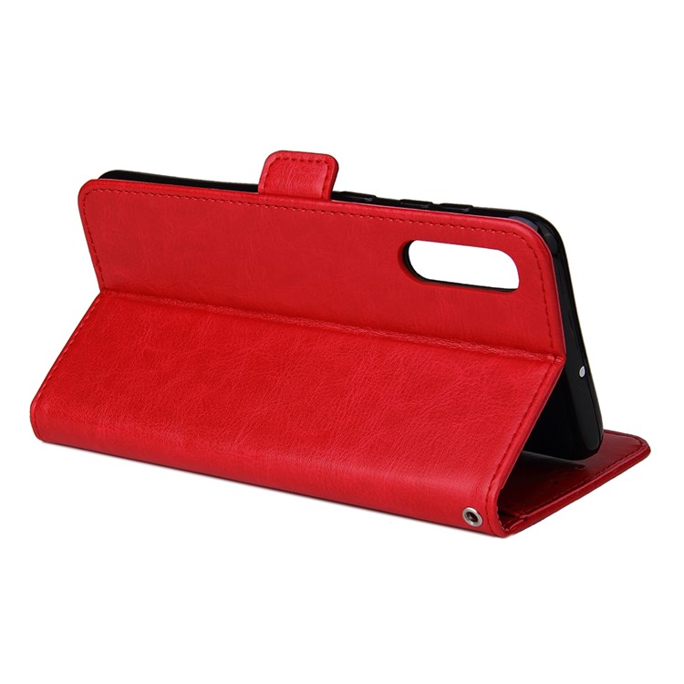 For Samsung Galaxy A50/A50s/A30s Magnetic Absorbed Zipper Leather Purse Phone Cover - Red-5