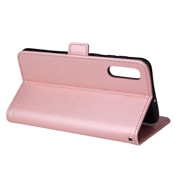 For Samsung Galaxy A50 Magnetic Absorbed Zipper Leather Purse Phone Cover - Pink-5